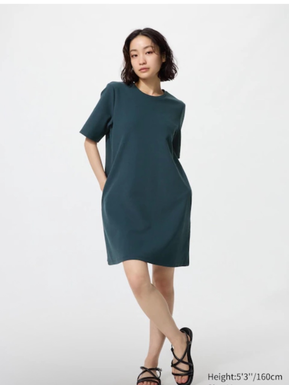 Uniqlo Short Sleeve Shift Dress in Deep Teal